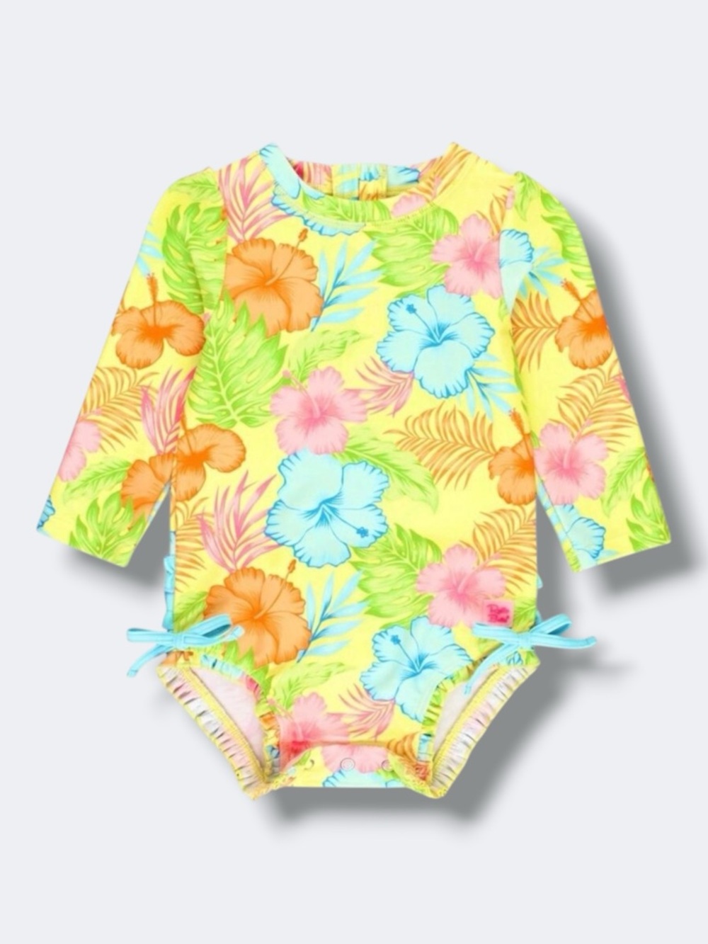 RuffleButts Rash Guard Swimsuit Baby Girl 0-3M Tropical Floral UPF50